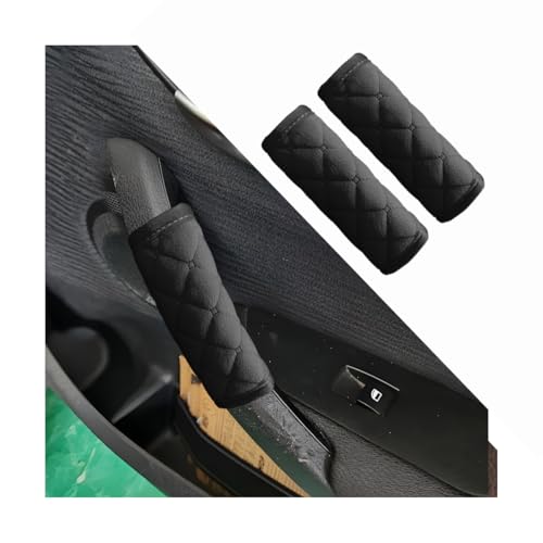2PCS Car Grab Handle Covers Velvet Door Pull Protectors Black - Product Imagery