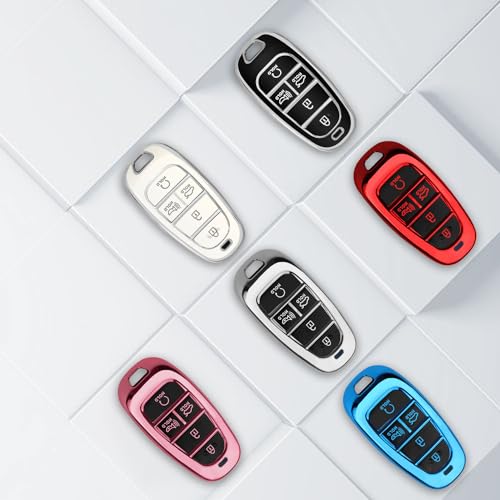 MILD EAST For Hyundai Key fob Cover 5 Button with Keychain(Blue) - Product Imagery