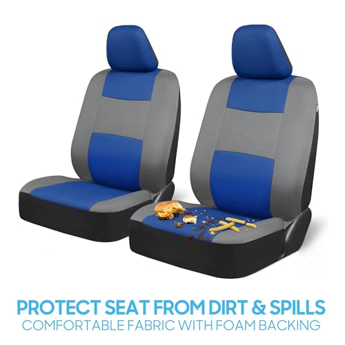 BDK PolyPro Car Seat Covers Full Set in Blue & Gray – Front and - Product Imagery