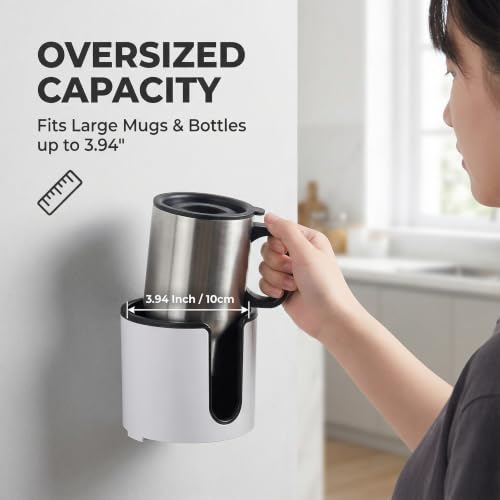 Wall Mounted Cup Holder,Large Size for Cups,Mugs and Cans.(White) - Product Imagery