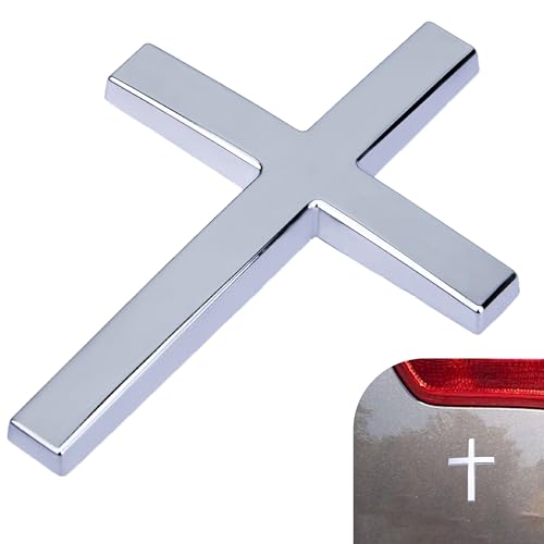 Metal Cross Decals for Cars, 2.5"×1.8" Christian Car Emblem - Product Imagery