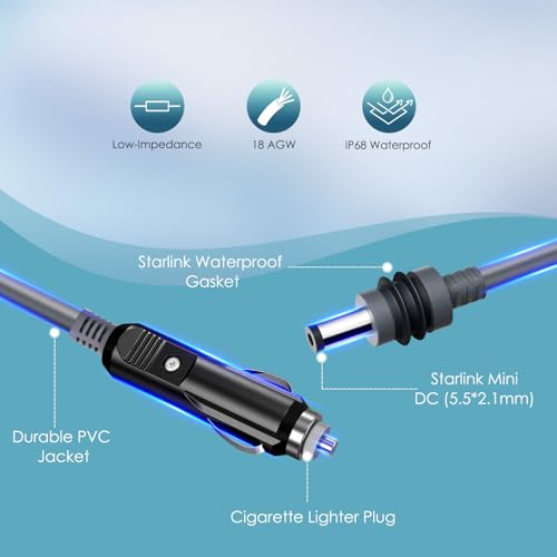 Starlink Mini Cable 12V Power Cable 16.4 FT/ 5M, Starlink Mini - Product Imagery