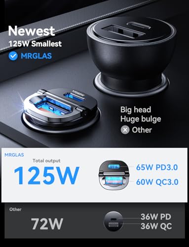 【Upgraded】 125W Car Charger USB C Fast Charge, Cigarette Lighter - Product Imagery