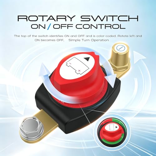 Side Post Battery Disconnect Switch,Heavy Duty Shut Off 12-48V - Product Imagery