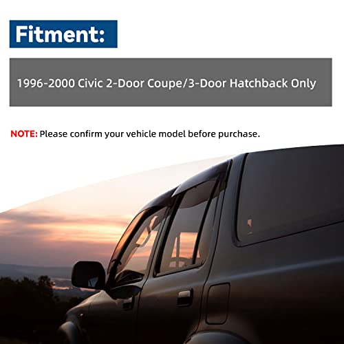 2pcs Window Visors Rain Guards for 1996-2000 Civic - Product Imagery