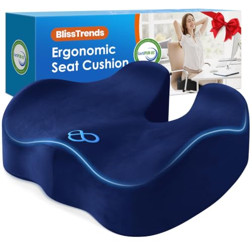 BlissTrends Memory Foam Seat Cushion for Office Chair & Car - Product Imagery