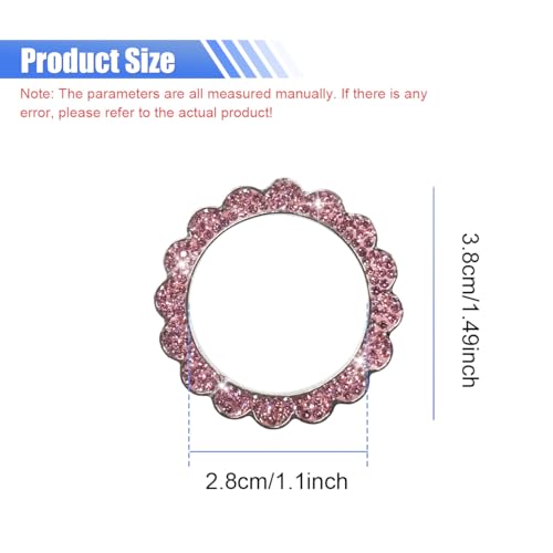 2PCS Bling Flower Car Engine Start Stop Decoration Ring, Pink - Product Imagery