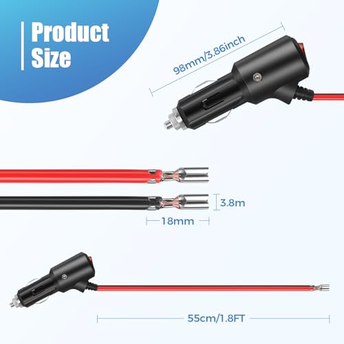 12V Cigarette Lighter Male Plug Replacement with On Off Switch - Product Imagery