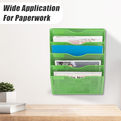 EASEPRES 5 Pocket Mesh Hanging Wall File Organizer, Wall Mounted - Product Imagery