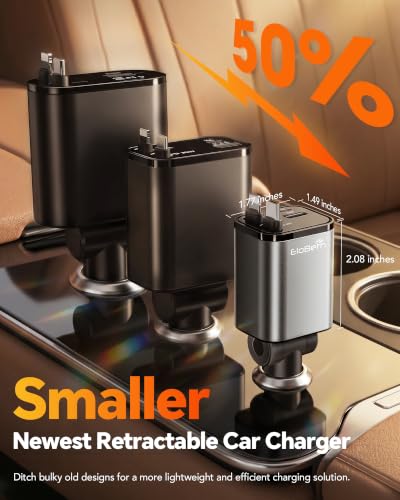 Retractable Car Charger,75W Car Phone Charger USB C Fast Charge - Product Imagery