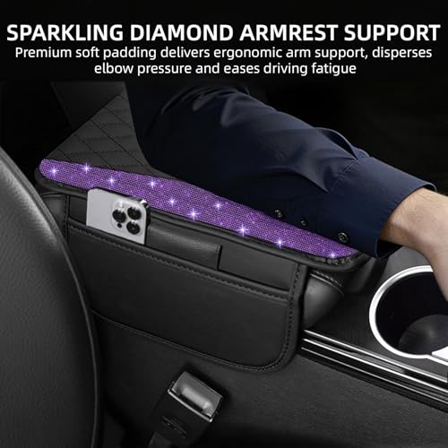 NBTEPEM Bling Purple Car Center Console Cover, Leather Middle - Product Imagery