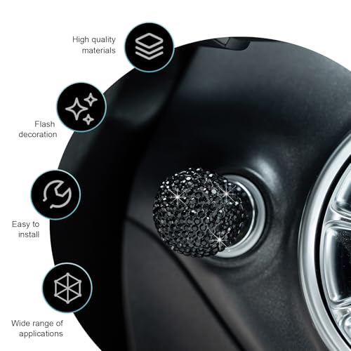 Bling Car Push Start Button Cover, Crystal Round Ball Auto - Product Imagery