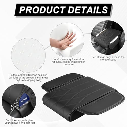 SINGARO Car Center Console Cover Pad, Universal Leather - Product Imagery