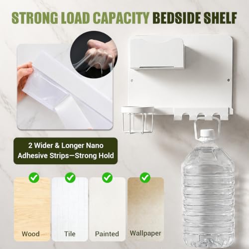 Floating Bedside Wall Shelf, Metal Bedside Wall Organizer with - Product Imagery
