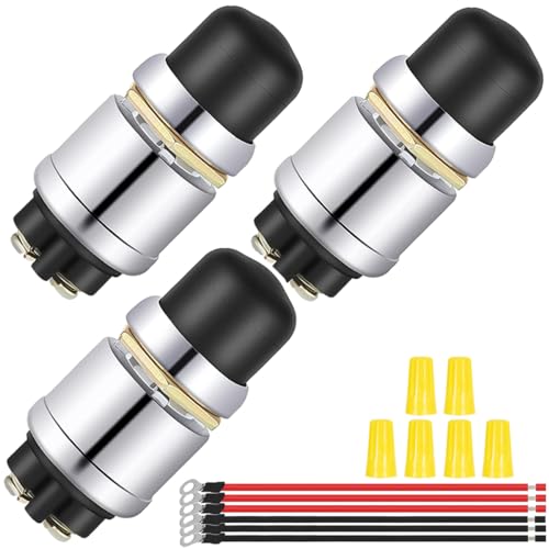 3pcs Black Push Start Button Switch 12V 50A SPST Heavy Duty - Product Imagery