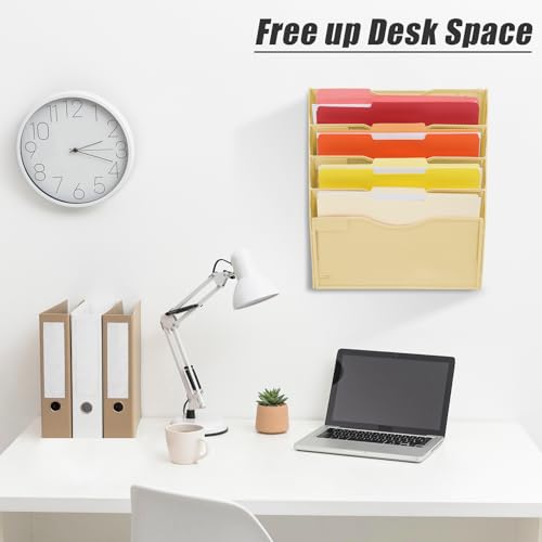 EASEPRES 5 Pocket Mesh Hanging Wall File Organizer, Wall Mounted - Product Imagery