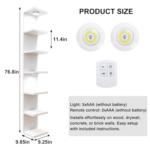 Fixwal 7 Tier Wall Shelf with LED Lights Lack Shelf for Room - Product Imagery