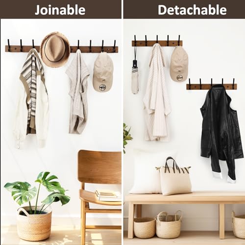 Optish Coat Rack Wall Mount, 16.5 Inches Wood Coat Hooks, Wall - Product Imagery