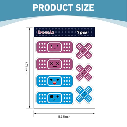7PCS Car Bandaid Sticker, Funny Bandage Decal for Car Damage, - Product Imagery