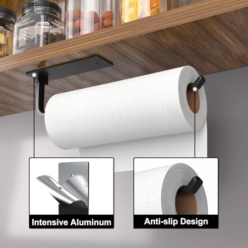 Paper Towel Holder Under Cabinet, Self-Adhesive or Drilling, - Product Imagery