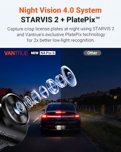 Vantrue N4 Pro S 4K 3 Channel Dash Cam, Triple STARVIS 2 HDR Car - Product Imagery