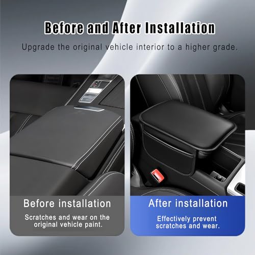 Car Center Console Cover, Leather Arm Rest Cover for Car with 2 - Product Imagery
