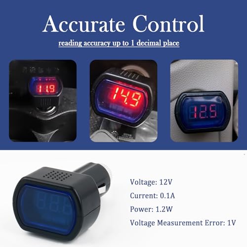 Car LED Cigarette Lighter Voltage Meter with Digital - Product Imagery