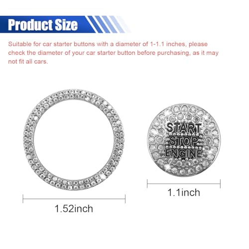 KITUREK Bling Crystal Car Engine Start Ring Sticker, White - Product Imagery