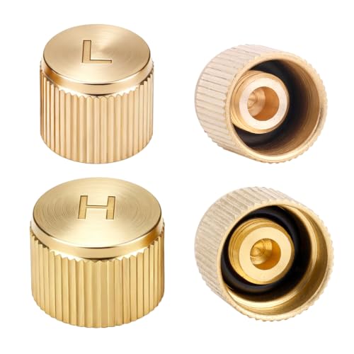 2pcs Car AC Valve Caps for R134a System, Brass Durable High/Low - Product Imagery