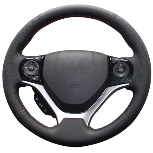 Loncky Carbon Fiber Black Genuine Leather Steering Wheel Cover - Product Imagery