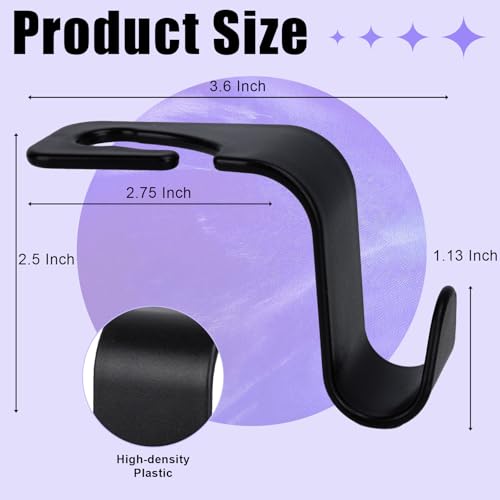 BFXM 6 Pack Car Seat Headrest Hooks,Car Accessories Black - Product Imagery