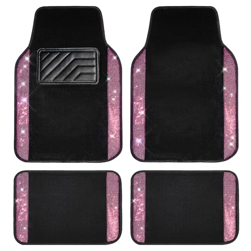 CAR PASS Bling Diamond Car Floor Mat Shining Rhinestones Carpet, - Product Imagery