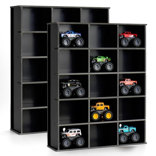 Krafetto 2 Pack 15-Slot Monster Truck Display Shelves, Wall - Product Imagery