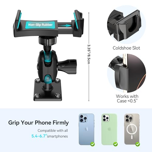 MAGJIEYX Car Phone Holder for Truck/Wall/Boat, Drill-Base Mount - Product Imagery