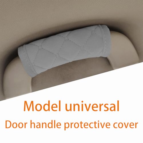 2PCS Car Grab Handle Covers Velvet Door Pull Protectors Gray - Product Imagery