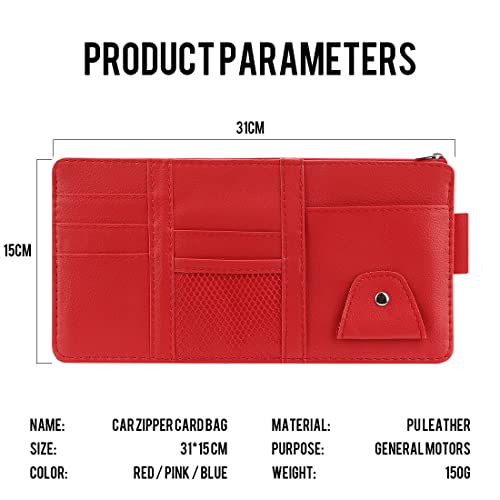 Red Car Sun Visor Organizer, Portable Card & Document Visor - Product Imagery