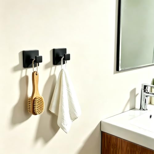 JOPOFI 2 Piece Towel Hook - Bathroom Robe Hook - Matte Black - Product Imagery