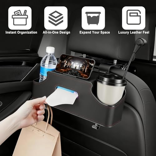 Backseat Car Organizer with Cup Holder, Car Seat Back Organizer, - Product Imagery