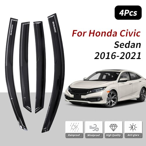 Outside Mount Window Visors Rain Guards for Honda Civic 4Dr - Product Imagery
