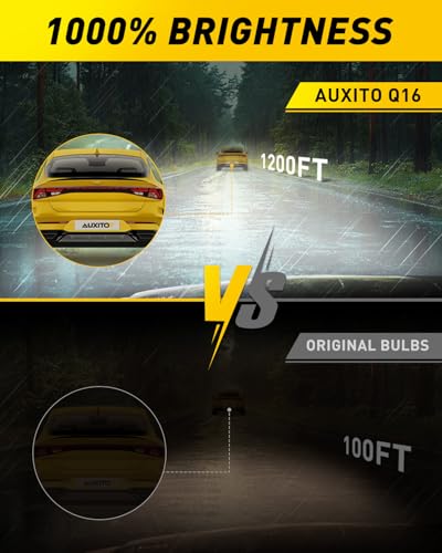 AUXITO H13 Bulb, 6500K Ultra White 10X Increased Brightness, - Product Imagery