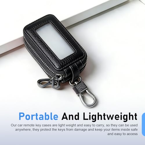 Car Key Fob Case, Leather Double-layer Storage Bag, Anti-scratch - Product Imagery