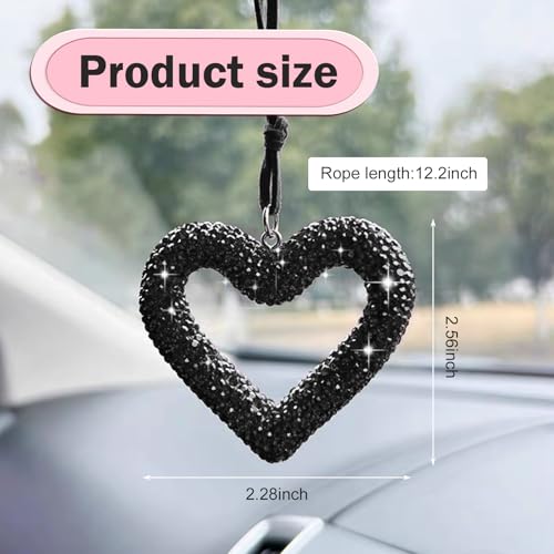 Bling Car Hanging Accessory, Heart-shaped Rhinestone Charm, - Product Imagery