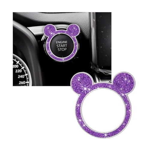 Augeny Bling Car Engine Start Button Cover, Rhinestone Key - Product Imagery