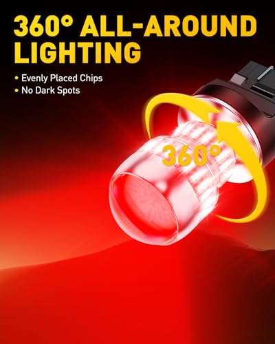 AUXITO Upgraded 7440 7443 LED Bulb Red for Tail Lights Brake - Product Imagery