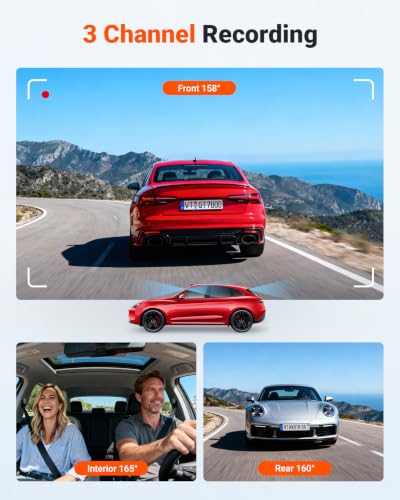 Vantrue N4S 2.7K 3 Channel Dash Cam, Triple STARVIS 2 Night - Product Imagery