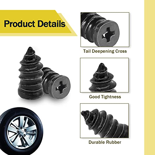 60PCS Tire Repair Rubber Nail, Vacuum Tire Repair Kits Spiral - Product Imagery