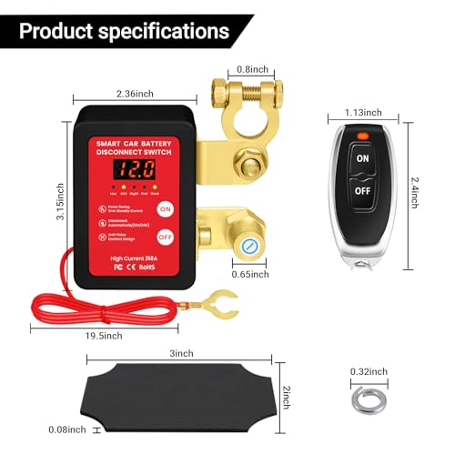 12V Smart Battery Disconnect Switch with Remote Control - - Product Imagery