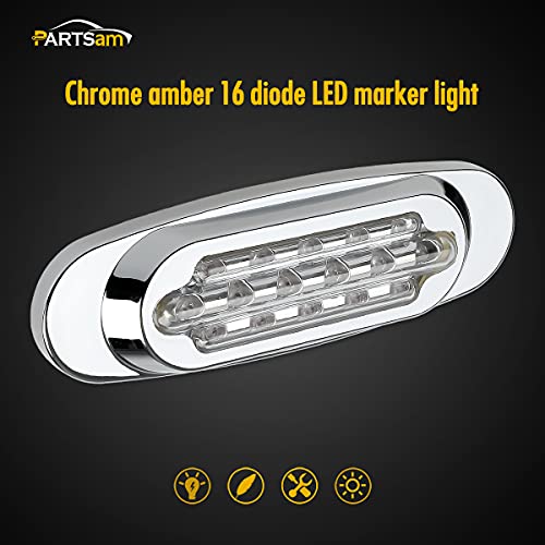 Partsam 10Pcs 6.5 Inch Clear Lens Amber Led Oval Marker Light 16 - Product Imagery