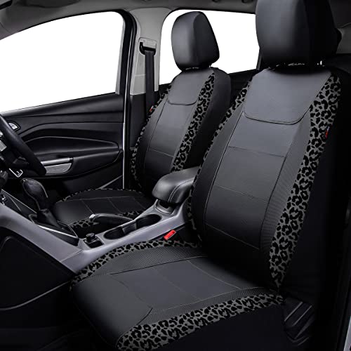 Flying Banner Carbon Fiber Leather Vehicle Seat Covers, Leopard - Product Imagery