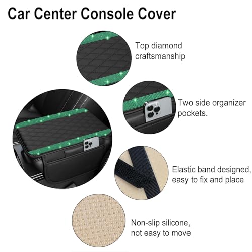 NBTEPEM Bling Car Center Console Cover, Leather Car Arm Rest - Product Imagery